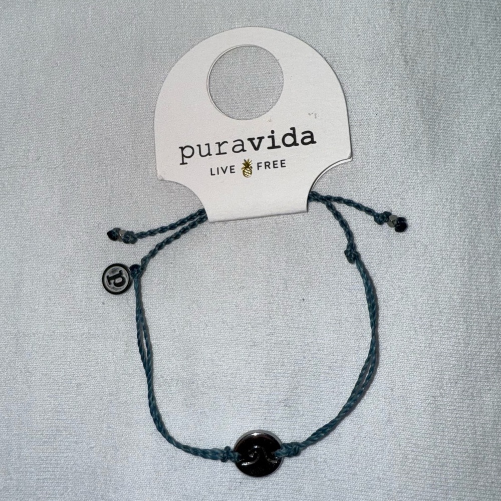 Pura Vida Reversible Blue and Silver Wave Surf Charm Friendship Bracelet